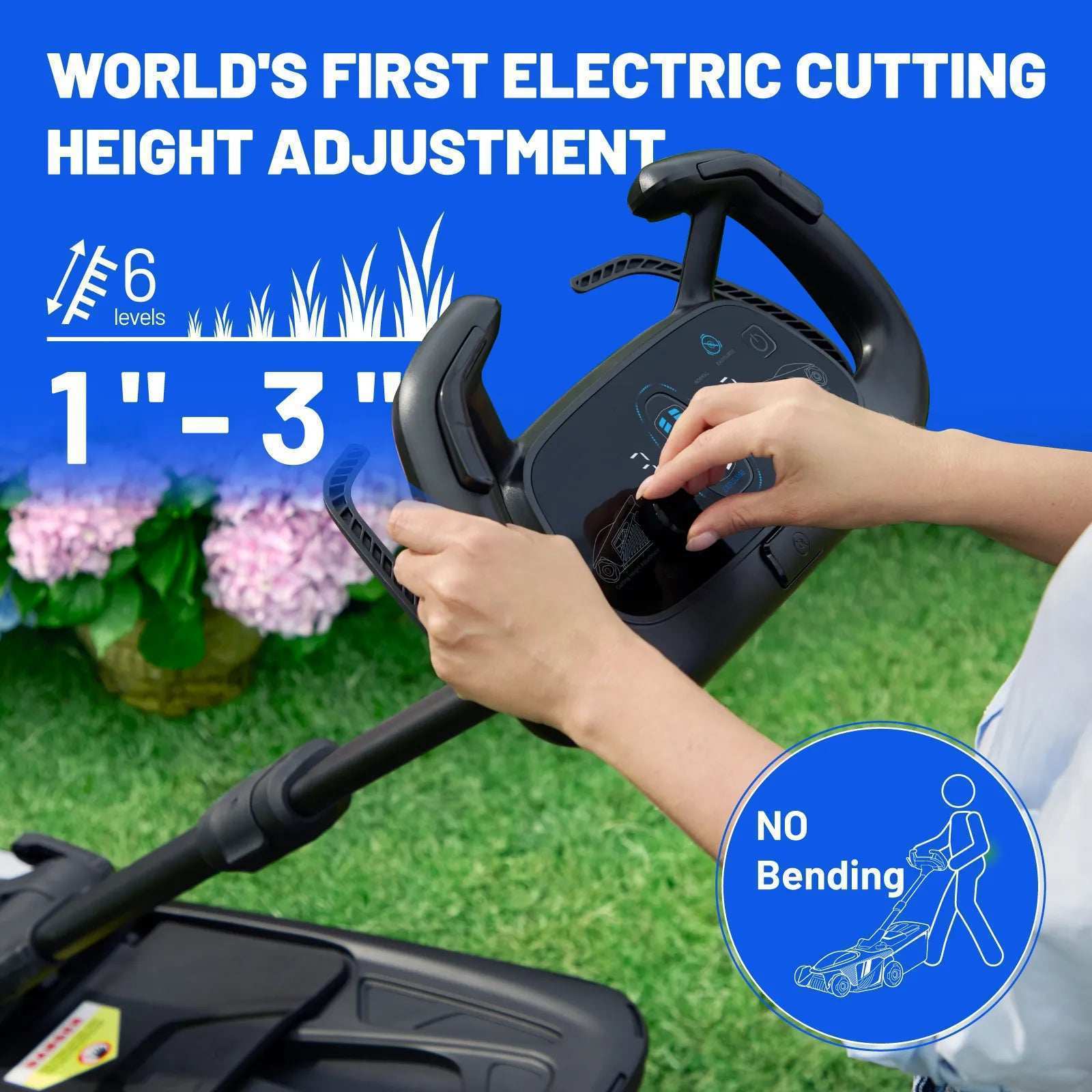 Six-position electric height adjustment lever for customizable cuts