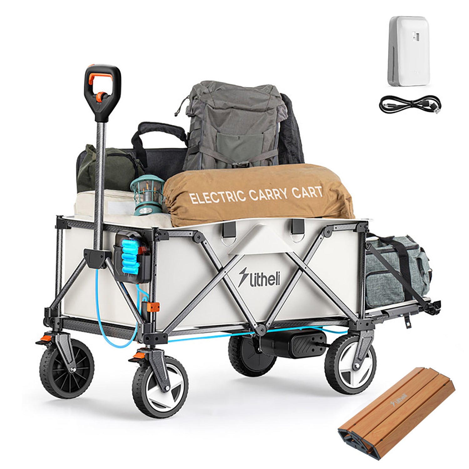 Litheli V140i Beige: The Ultimate Electric Camping Wagon|With 4.0Ah Battery Options