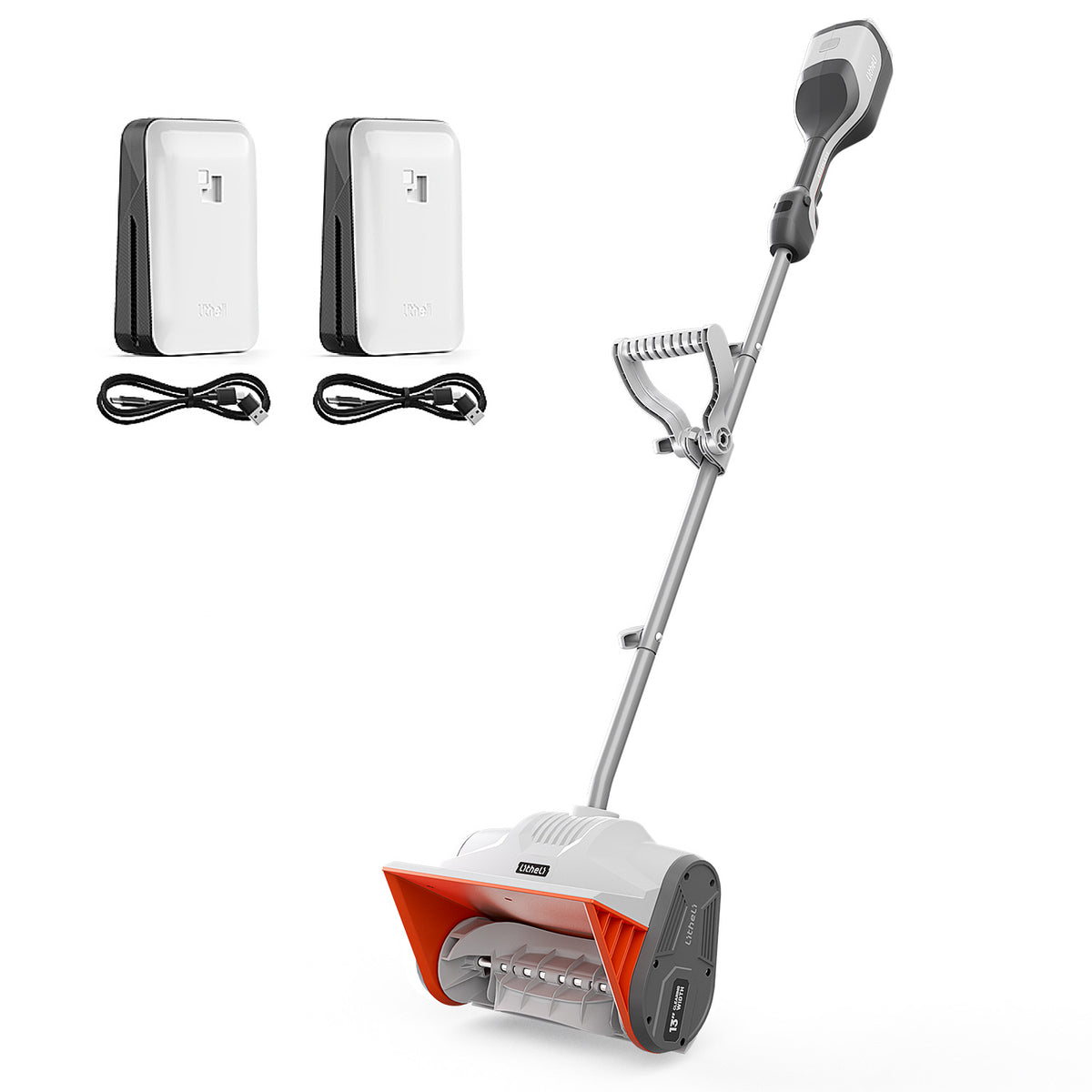 U20 2x20V 13" Brushless Cordless Snow Shovel | Includes 2×4.0Ah Batteries | 10 lbs, 25ft Snow Throw