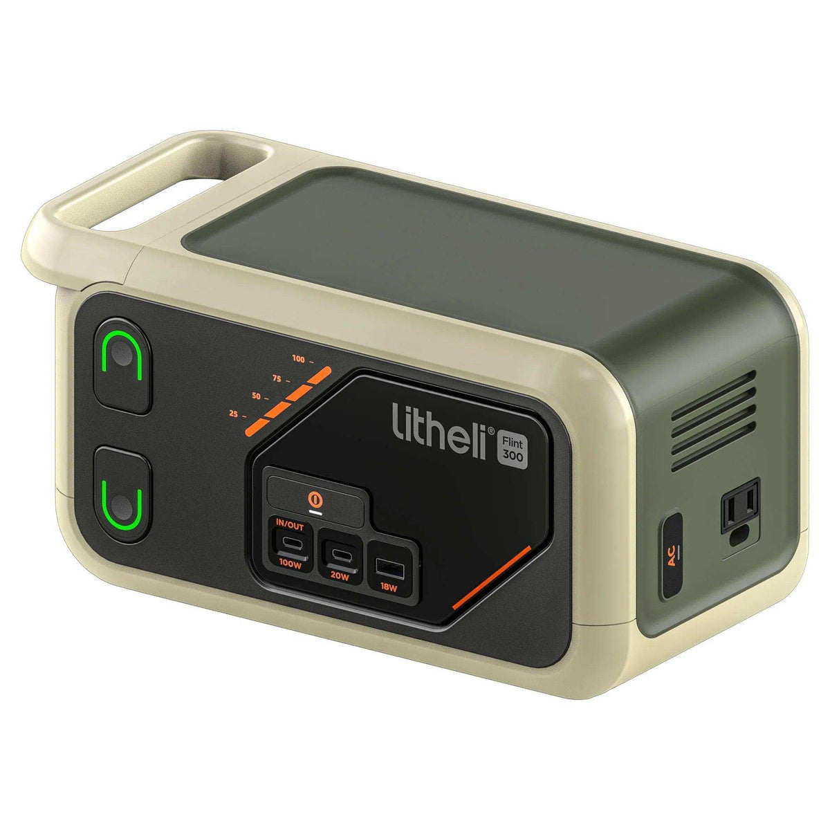 Litheli B300SE portable power station with 110V AC, 100W Type-C, and USB-A ports for versatile charging
