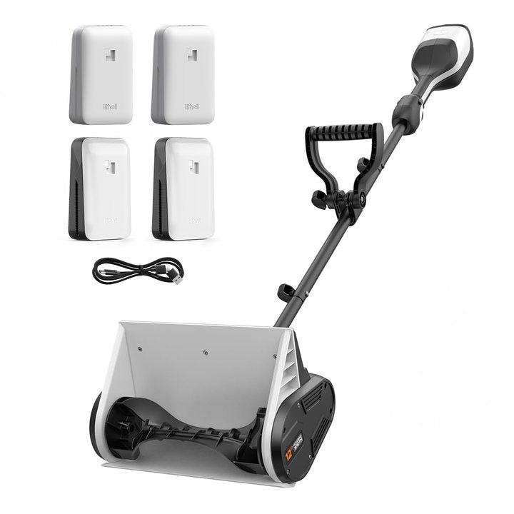 U20 2x20V 12" Brushless Cordless Snow Shovel | Includes 2x4.0Ah+2x4.0Ah SE Batteries | 9.3 lbs, 25ft Snow Throw