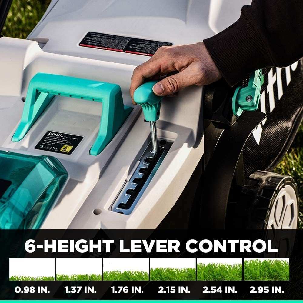 Litheli 2*20V 17" Cordless Lawn Mower with Brushless Motor + 2*4.0Ah Battery & Charger