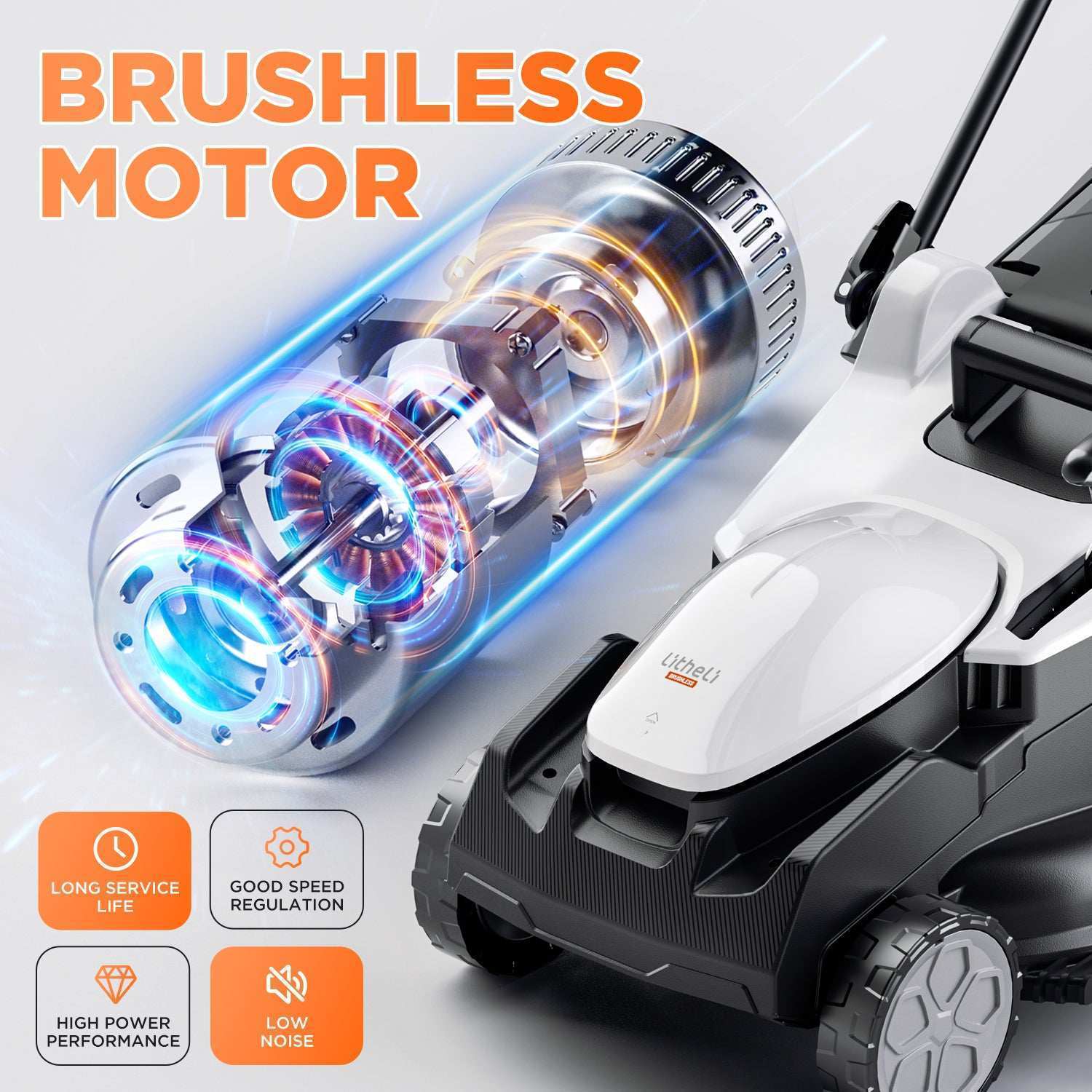 16-inch wide cutting path for efficient lawn mowing and fewer passes