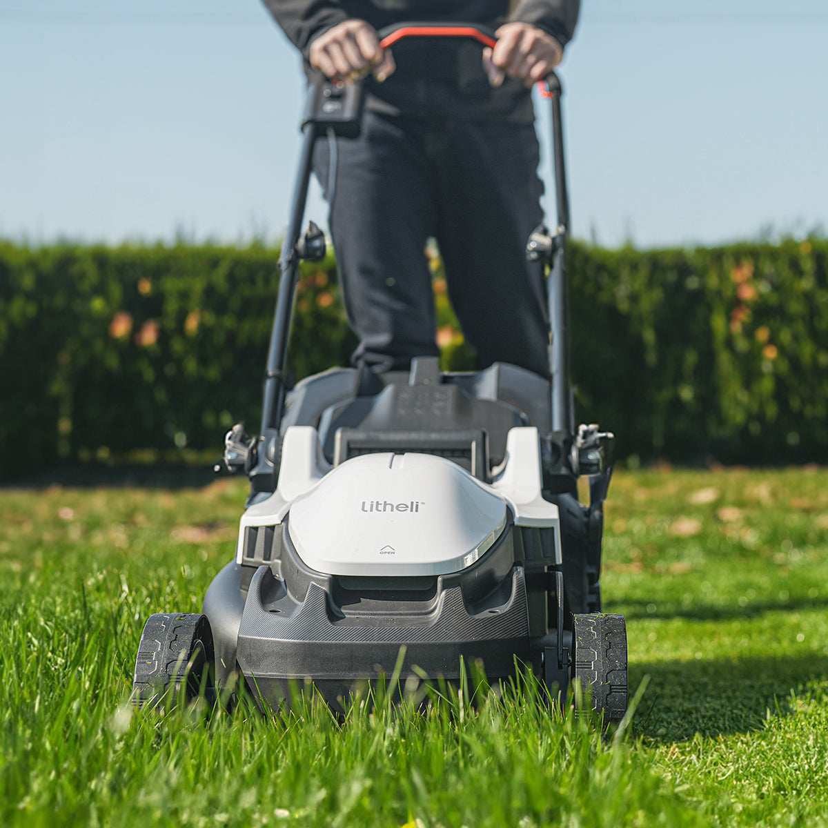 Lightweight 24.2 lbs cordless lawn mower for easy pushing and transport