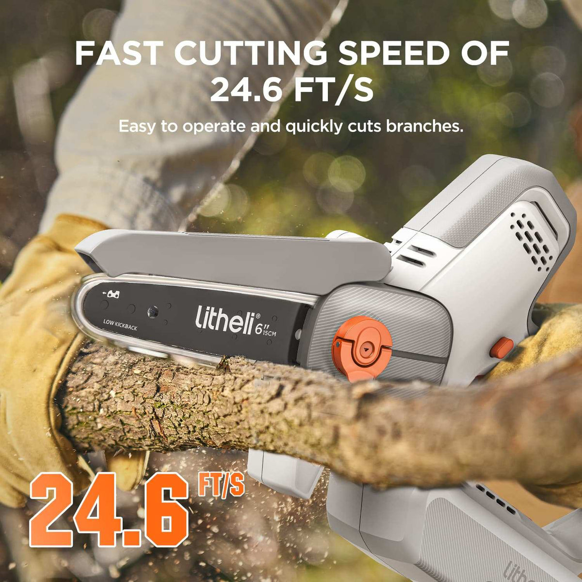 Litheli 20V Mini Chainsaw, 6" Portable Electric Cordless Chainsaw with 2.5Ah Battery, Automatic Chain Lubrication, Double Safety Clasp, Suitable for Branches, Yards, Home and Garden