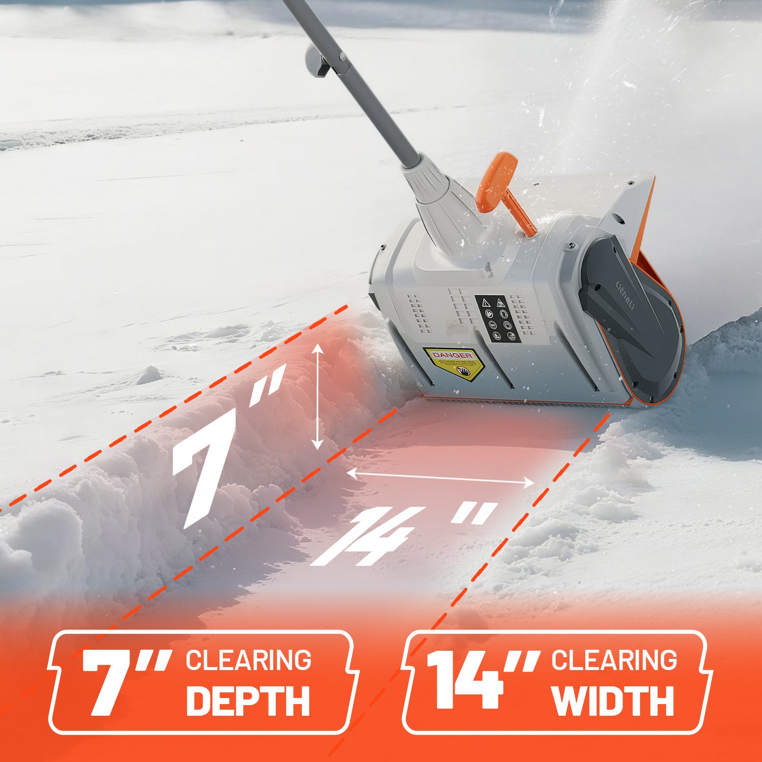 U20 2×20V 14" Brushless Cordless Snow Shovel | Includes 2×4.0Ah Batteries | 16.18lbs, 20ft Snow Throw, Clears up to 6-car Driveways