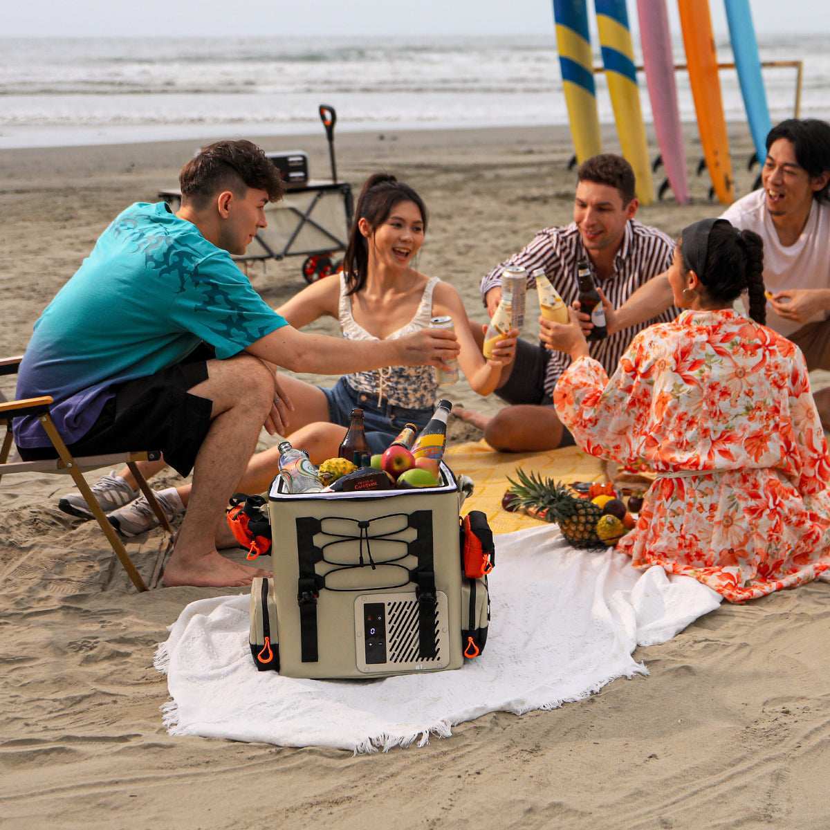Battery powered 12V fridge for tent camping and weekend outdoor adventures