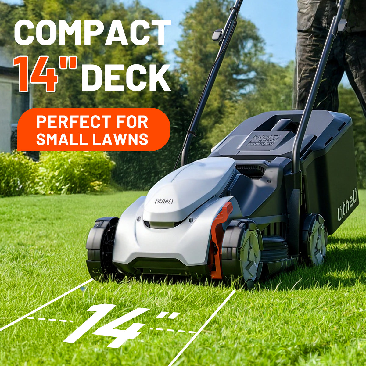 Litheli 20V Cordless Electric Lawn Mower, 13-Inch, Brushless Motor, 5-Position Height Adjustment, Lightweight, with 5.0Ah Battery, for Lawns & Gardens