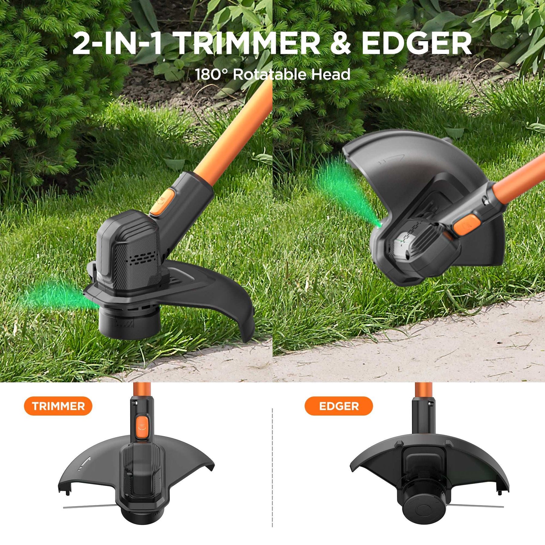 Litheli 20V 10" Cordless String Trimmer, Battery Powered Grass Trimmer & Weed Wacker, With 2.5Ah Battery, for Garden, Yard and Farm