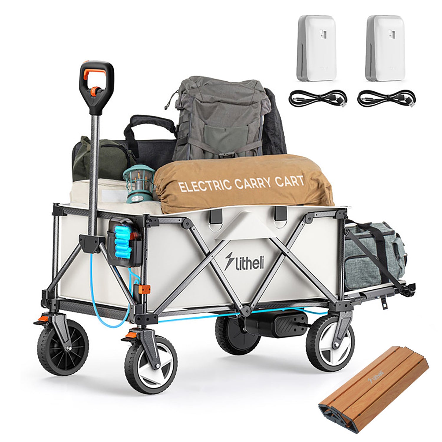 Litheli V140i Beige: The Ultimate Electric Camping Wagon|With 4.0Ah Battery Options