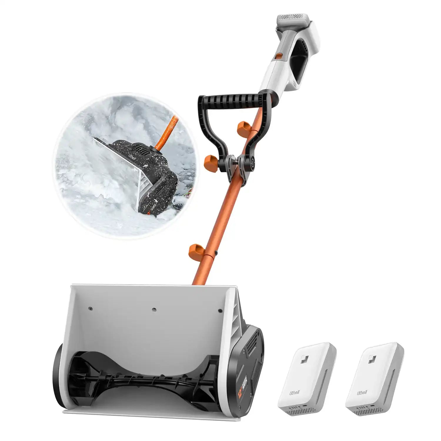 Litheli Cordless Snow Shovel, 20V 12" Battery Powered Snow Thrower, Battery Snow Blower with Auxiliary Handle, with 4.0Ah+2.0Ah Li-ion Battery
