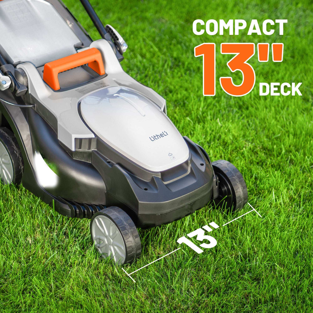 Litheli Cordless Lawn Mower, U20 Series 20V Electric Lawn Mowers, 13 Inch, Adjustment Heights, Light Weight, With 2*2.0Ah Portable Battery, for Garden/Yard/Farm