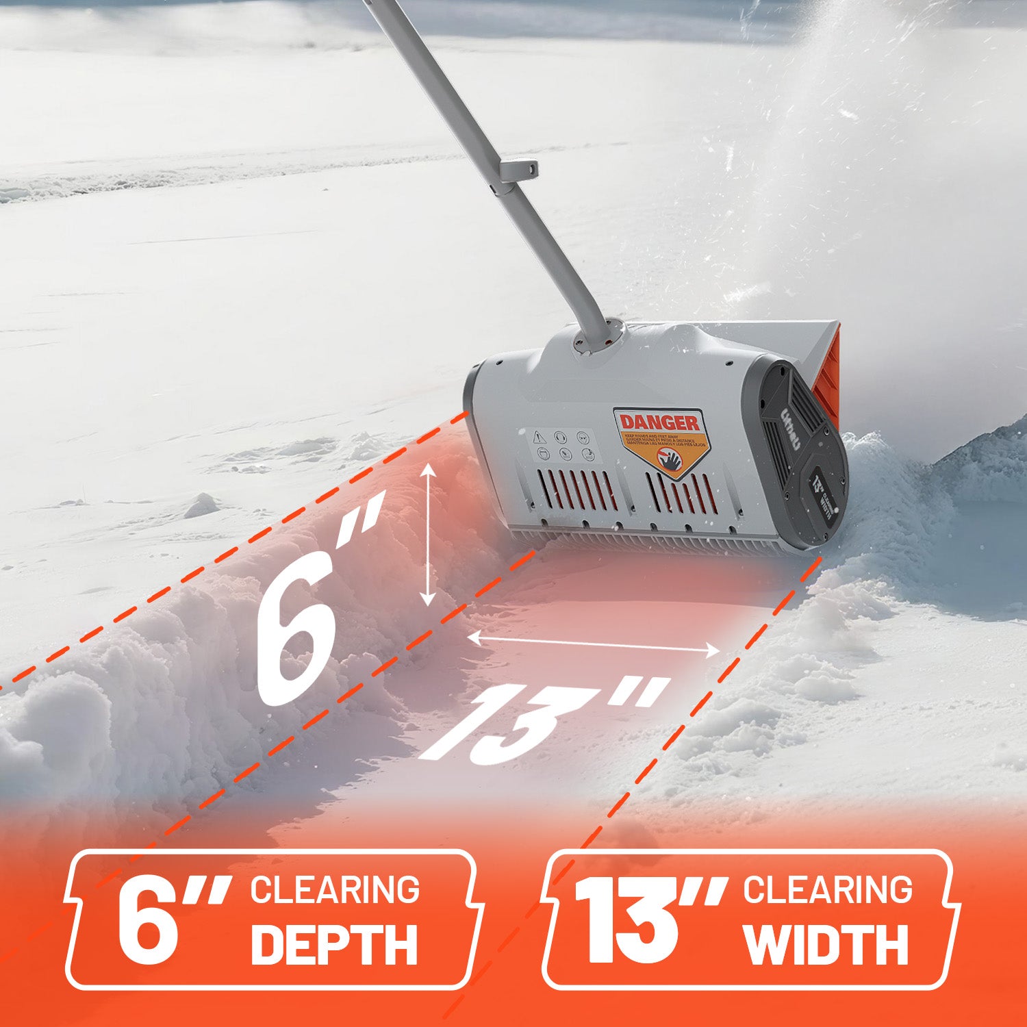 U20 2×20V 13" Brushless Cordless Snow Shovel | Includes 2×4.0Ah Batteries | 11.77lbs, 25ft Snow Throw, Clears up to 5-car Driveways