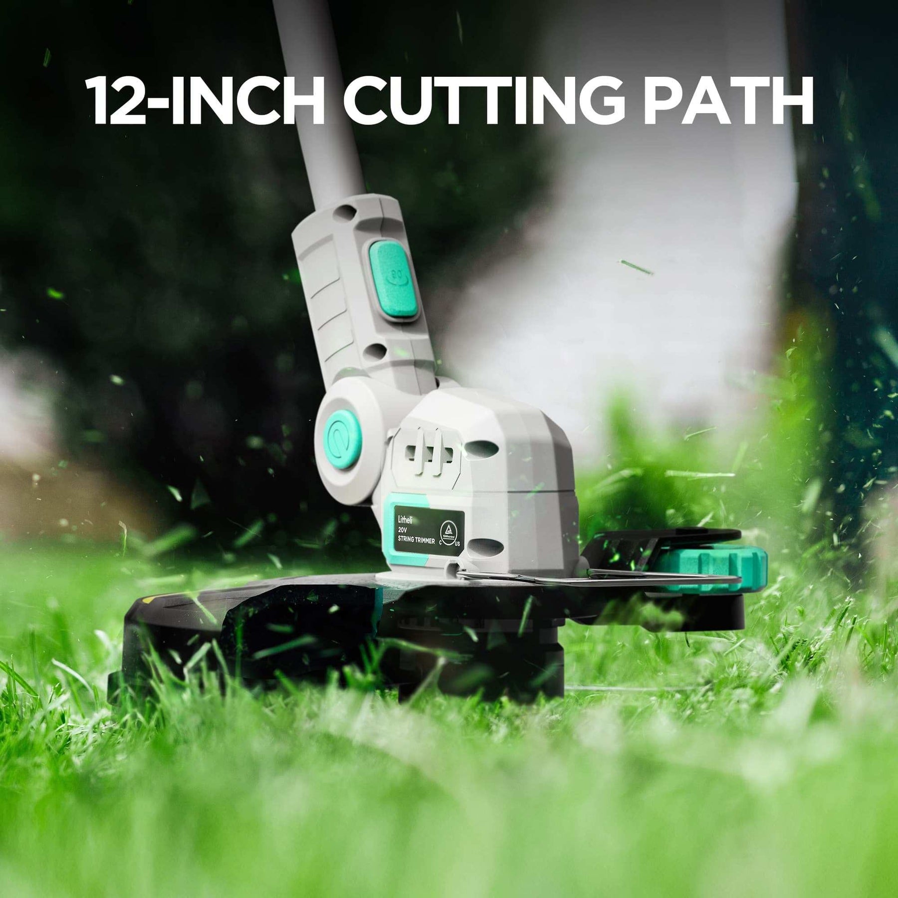 Litheli 20V 12" Cordless String Trimmer, Battery Powered Grass Trimmer & Wheeled Edger with 2.0Ah Battery and Charger
