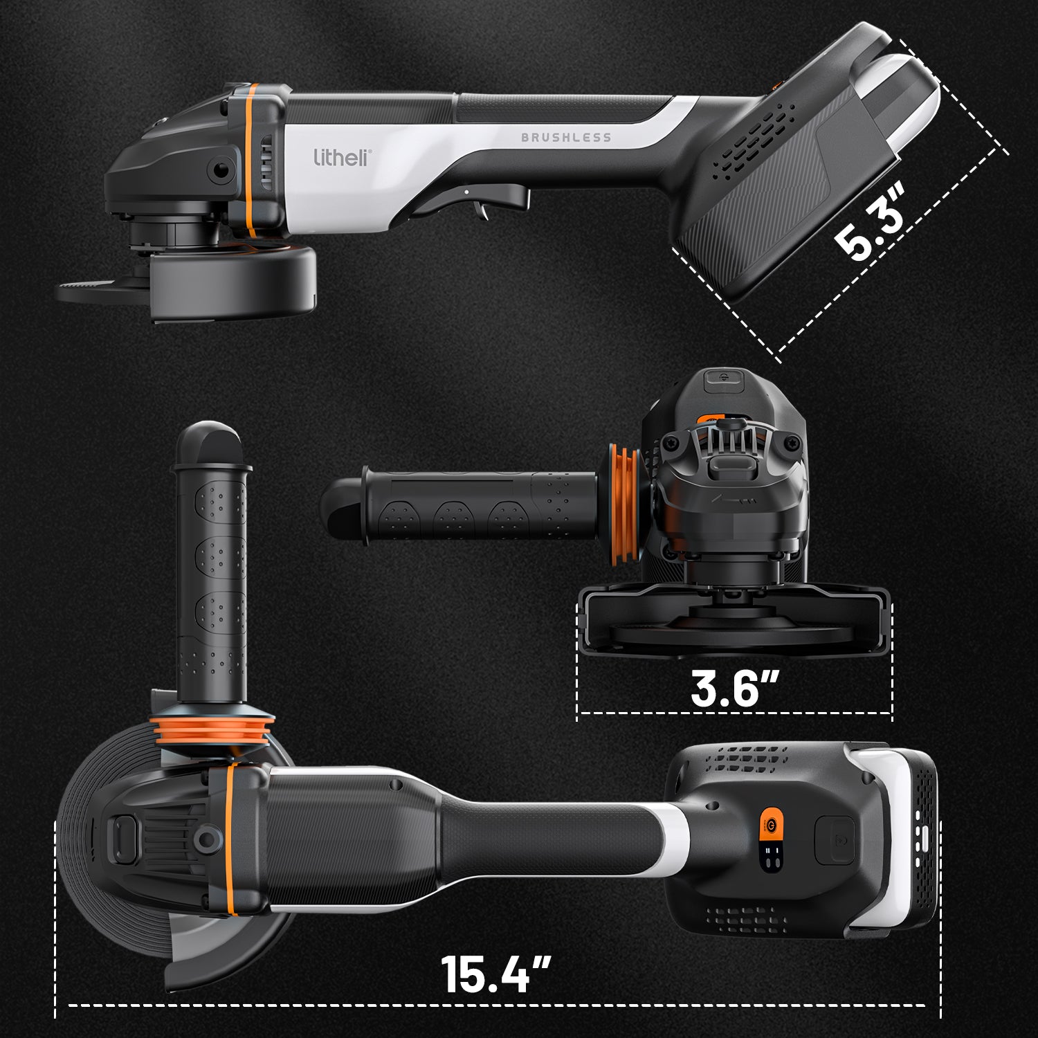 Litheli 20V Cordless Angle Grinder, 4.9″ Grinders Power Tools, Battery Cut-Off Tool, with 8500RPM Brushless Motor and 4.0 Ah Battery