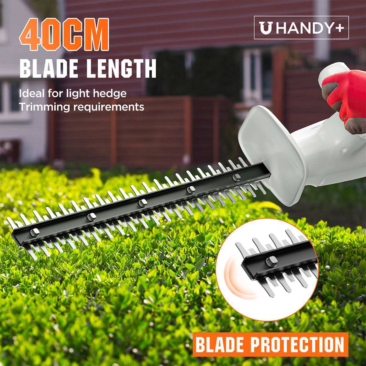 40 cm blade with 15 mm tooth spacing, ideal for light trimming work in the garden