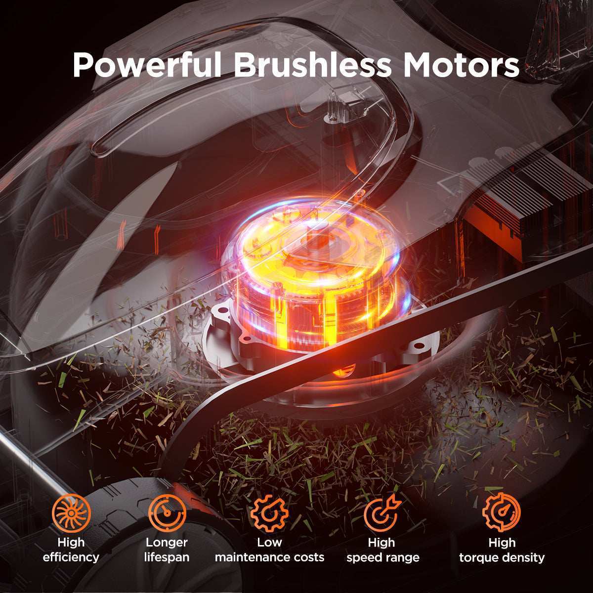 Adjustable 5-height settings on Litheli 13-inch cordless lawn mower for customized mowing