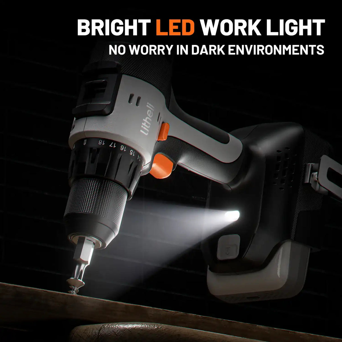 Dual speed cordless drill driver 20V with one-button speed control for precision and efficiency