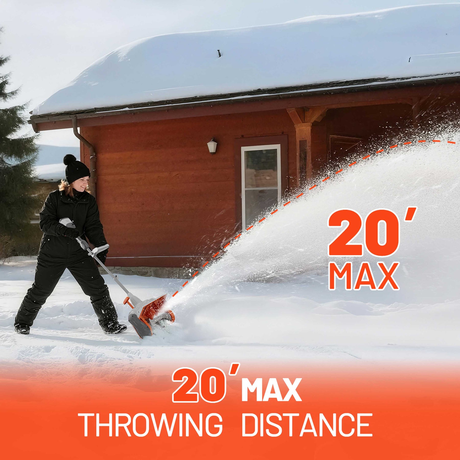 U20 2×20V 14" Brushless Cordless Snow Shovel | Includes 2×4.0Ah Batteries | 16.18lbs, 20ft Snow Throw, Clears up to 6-car Driveways