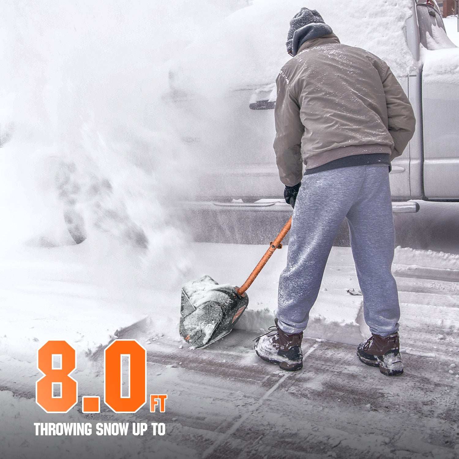 Litheli 20V Cordless Snow Shovel, 13" Battery Powered Snow Thrower, with Auxiliary Handle, with 4.0Ah+2.0Ah Portable Battery