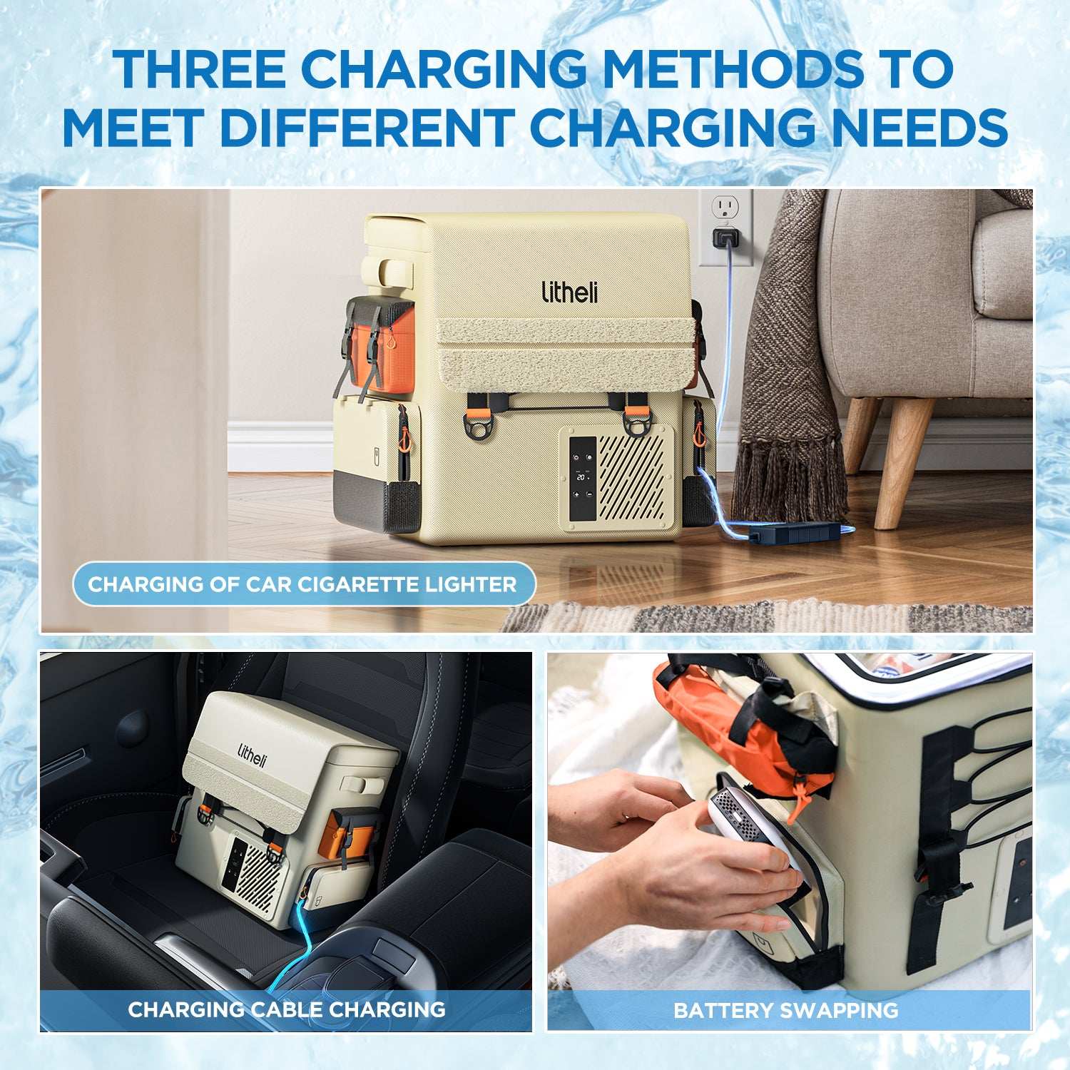 Litheli 16L Backpack Refrigerator, 55W Portable Electric Fridge Freezer Compressor Cooler for Fast Cooling Down to -4°F with Ergonomic Backpack Design for Camping Car RV Home
