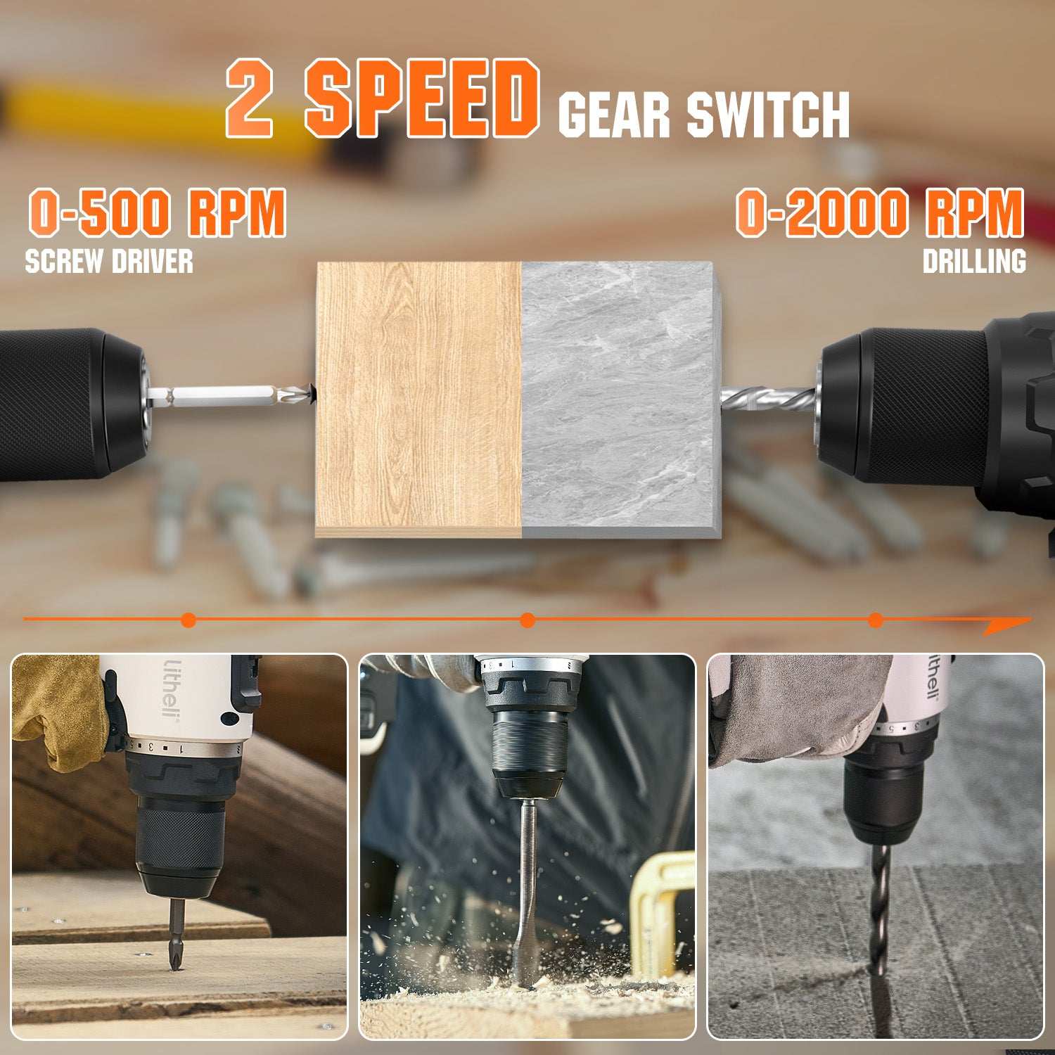 20V cordless brushless drill driver with variable speed control for precise drilling and fastening