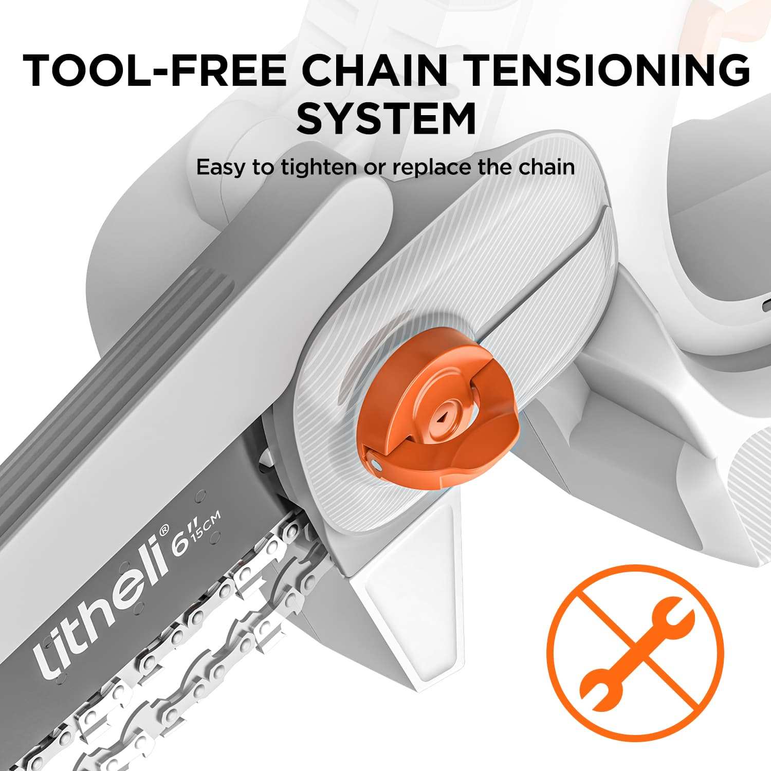 Litheli 20V Mini Chainsaw, 6" Portable Electric Cordless Chainsaw with 2.5Ah Battery, Automatic Chain Lubrication, Double Safety Clasp, Suitable for Branches, Yards, Home and Garden