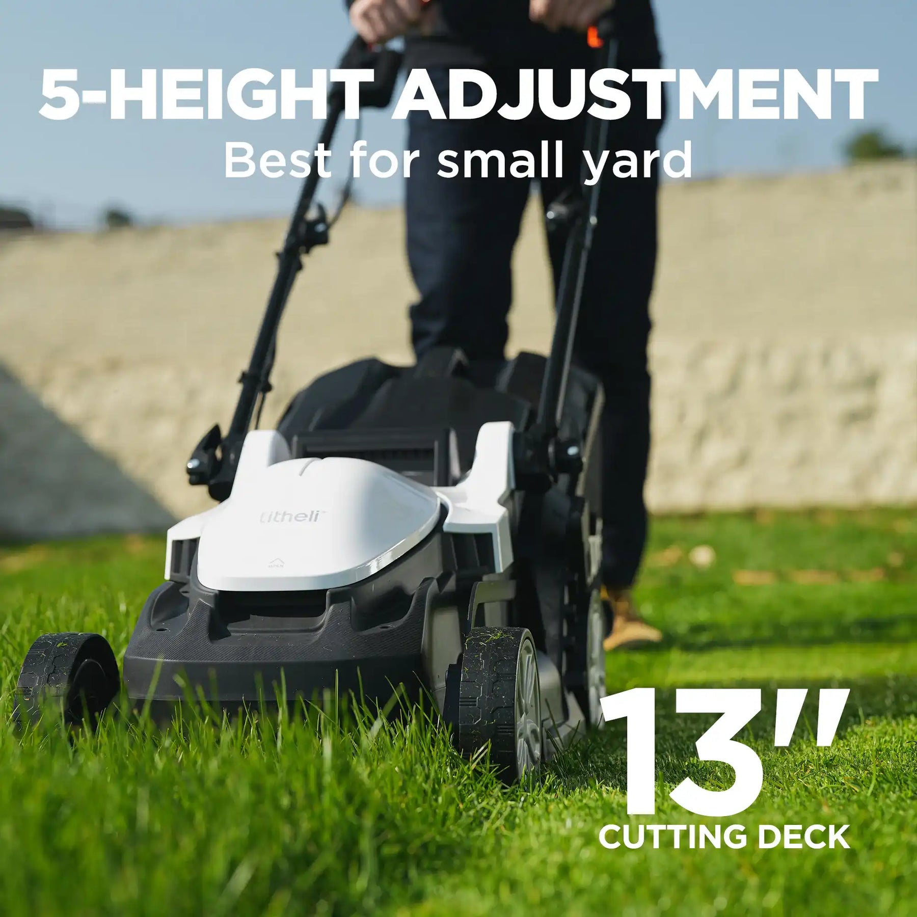 Litheli 12" Cordless Lawn Mower , 5 Heights Adjustment, 8 Gallon Capacity, U20 20V Electric Lawn Mowers for Garden With Brushless Motor, with 4.0Ah Portable Battery