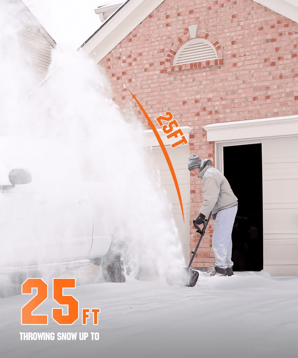 U20 2x20V 12" Brushless Cordless Snow Shovel | Includes 2x4.0Ah Batteries | 9.3lbs, 25ft Snow Throw