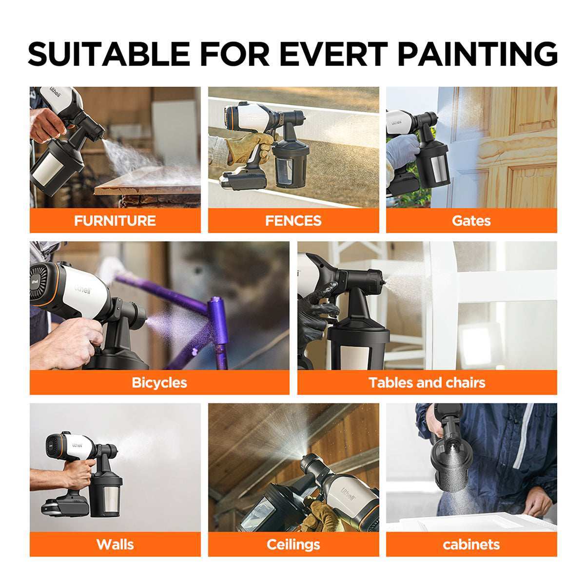 Compact electric paint gun designed for home décor, artwork, and outdoor projects