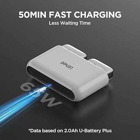Compact and portable U20 dual charger, only 0.33kg, easy to carry for home, garden, and outdoor power tools