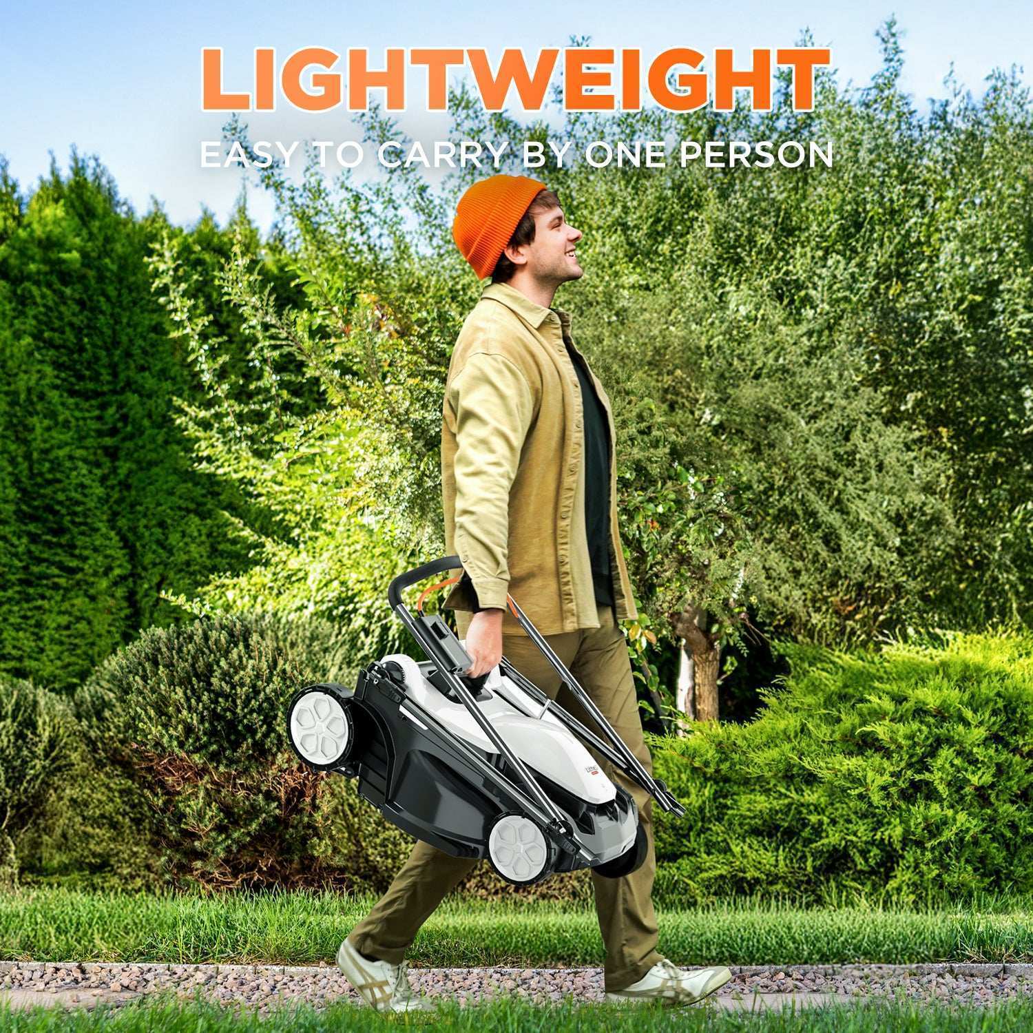 Lightweight 35.7 lbs electric lawn mower easy to maneuver and transport