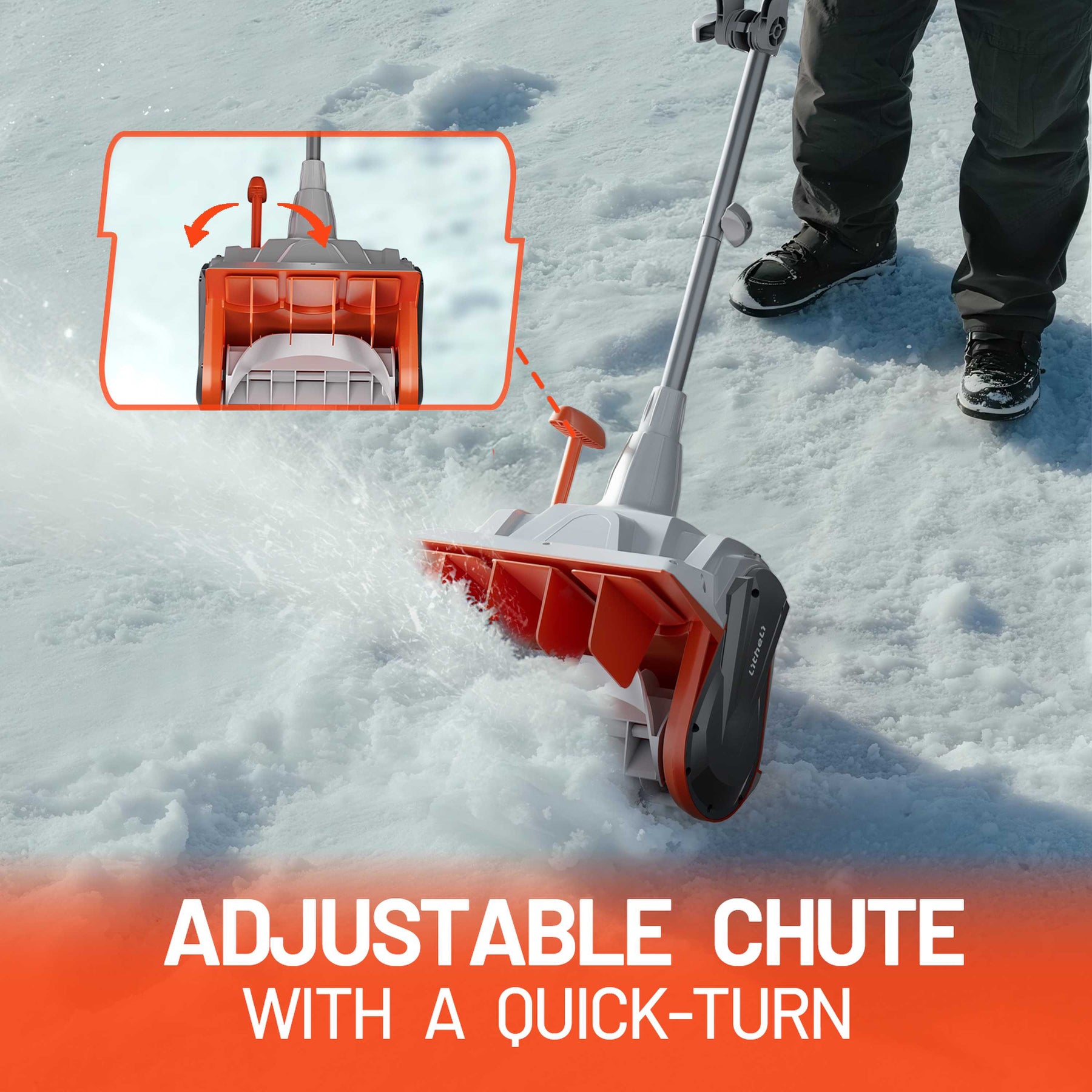 U20 2×20V 14" Brushless Cordless Snow Shovel | Includes 2×4.0Ah Batteries | 16.18lbs, 20ft Snow Throw, Clears up to 6-car Driveways