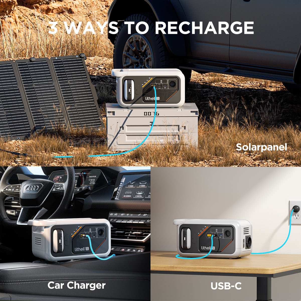 Smart LED indicators display battery status and ambient light for visibility in dark conditions