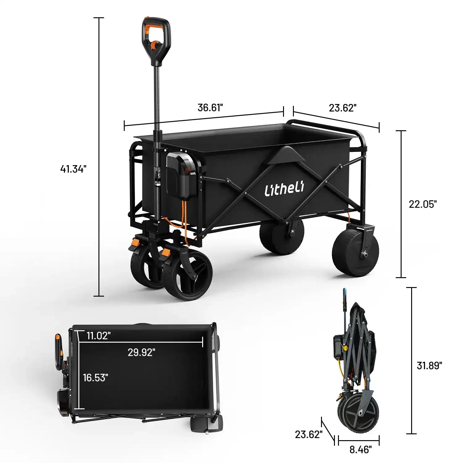 Versatile folding electric cart ideal for beach trips, fishing, gardening, and shopping convenience