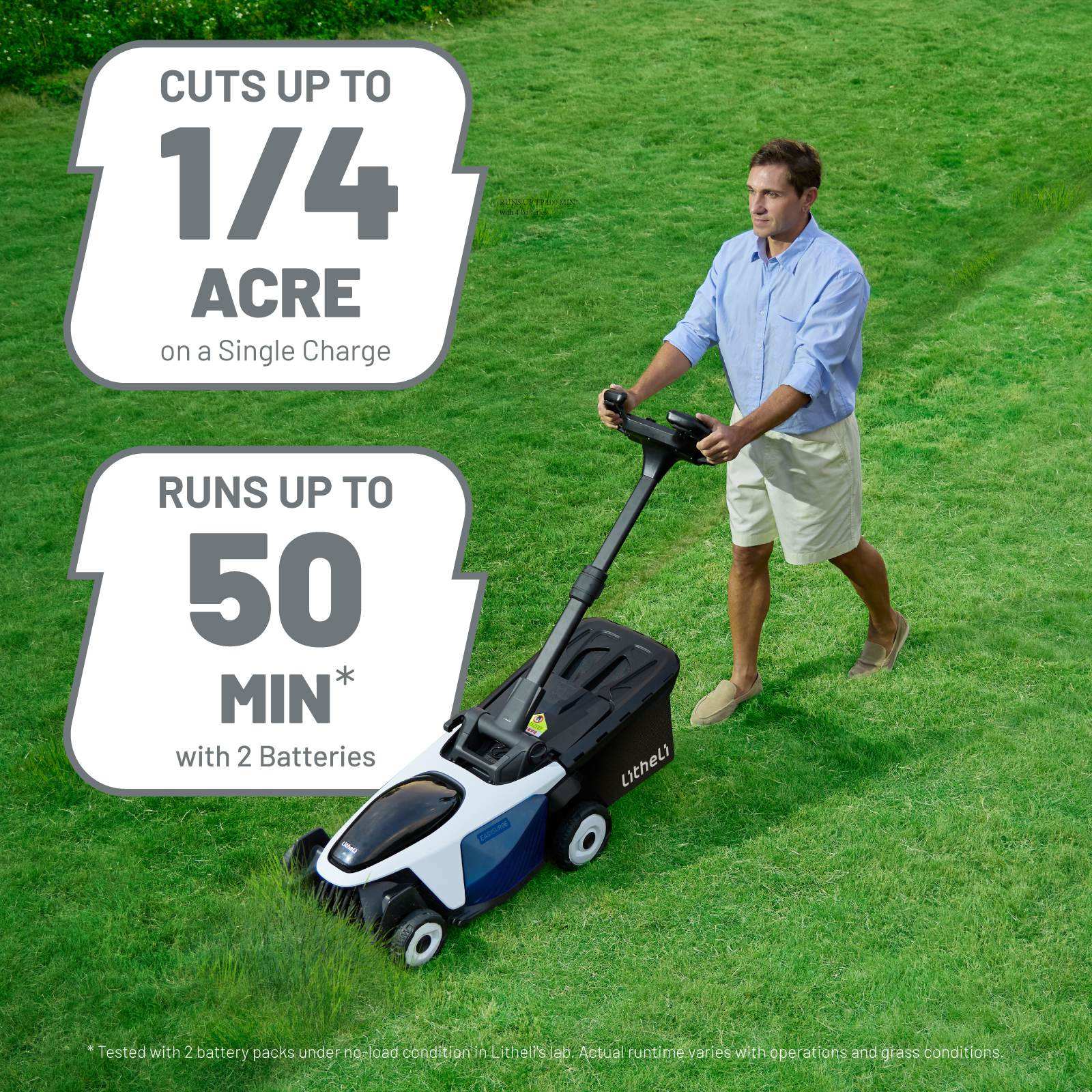Litheli Cordless Lawn Mower, 40V(2*20V) Electric Lawn Mowers, 18 Inch Brushless Mower, 6-Adjustable Height, Self-propelled, With 2*4.0Ah Battery and Rapid Charge, for Garden/Yard/Farm