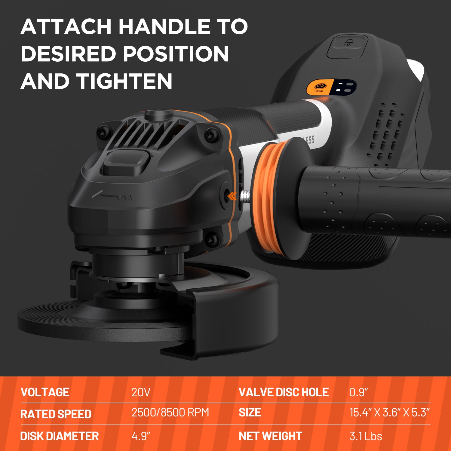 Litheli 20V Cordless Angle Grinder, 4.9″ Grinders Power Tools, Battery Cut-Off Tool, with 8500RPM Brushless Motor and 4.0 Ah Battery