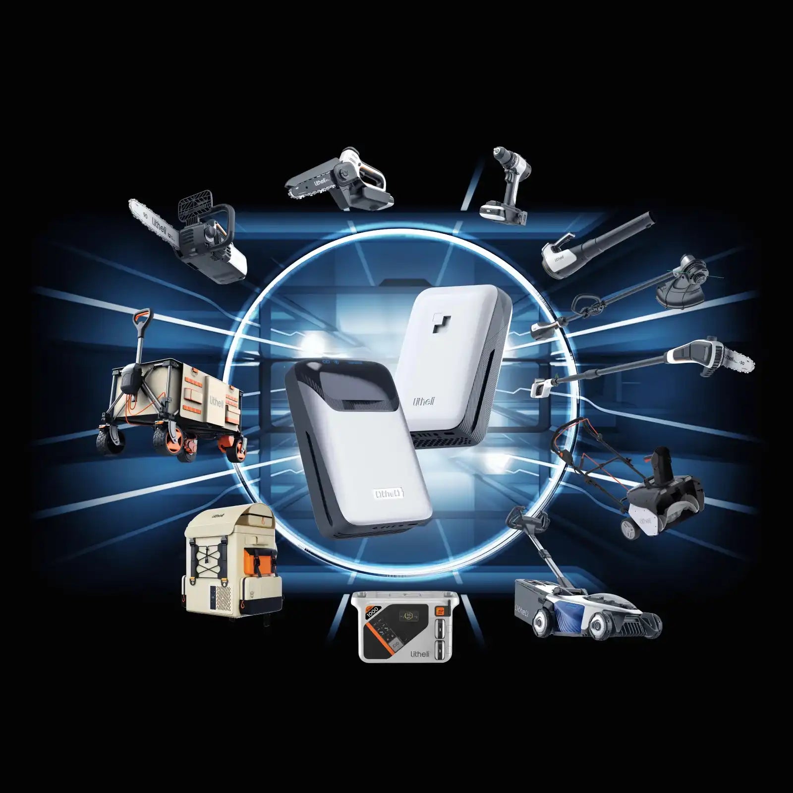 Litheli U20 Battery Share System – one battery compatible with all Litheli cordless tools including chainsaw