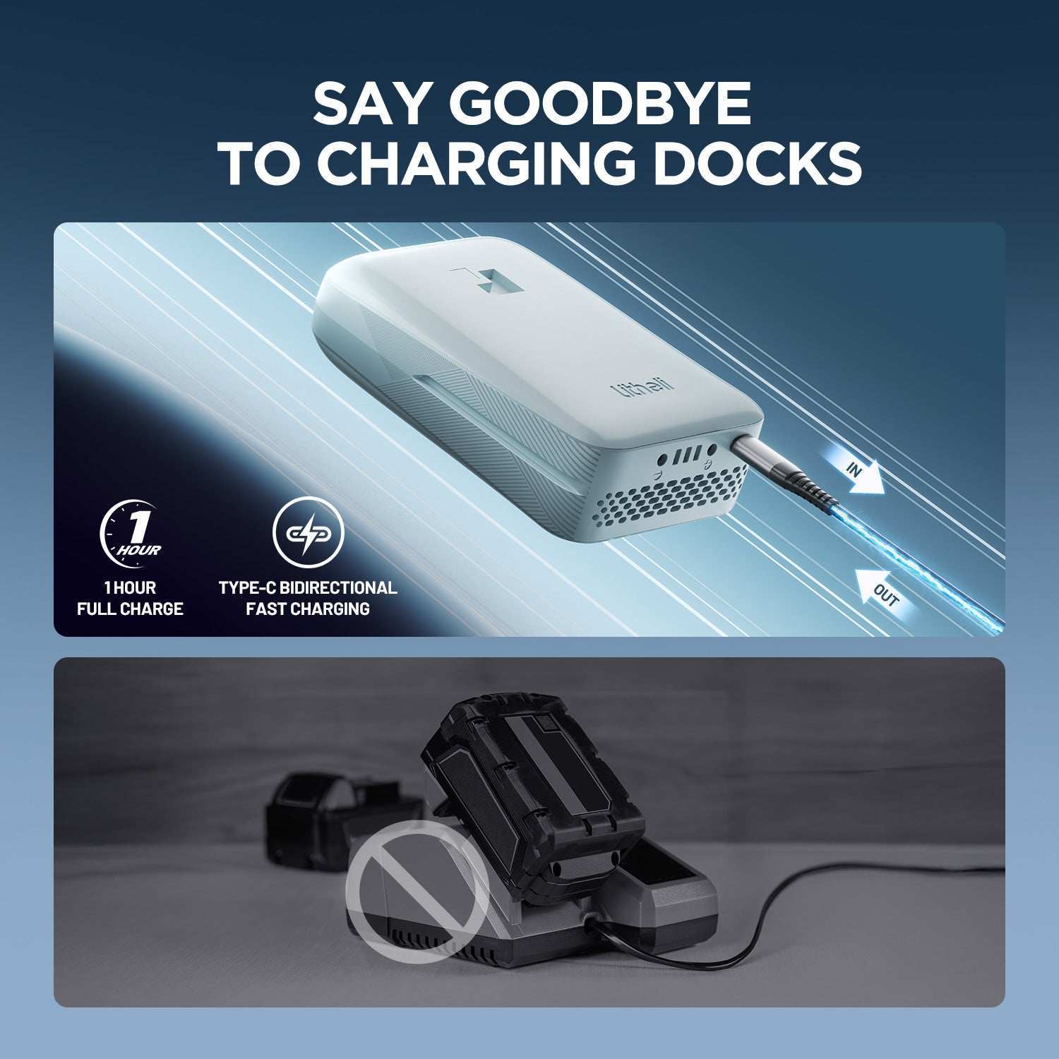 Litheli 2.0Ah 20V 2-in-1 Tool Battery & Power Bank