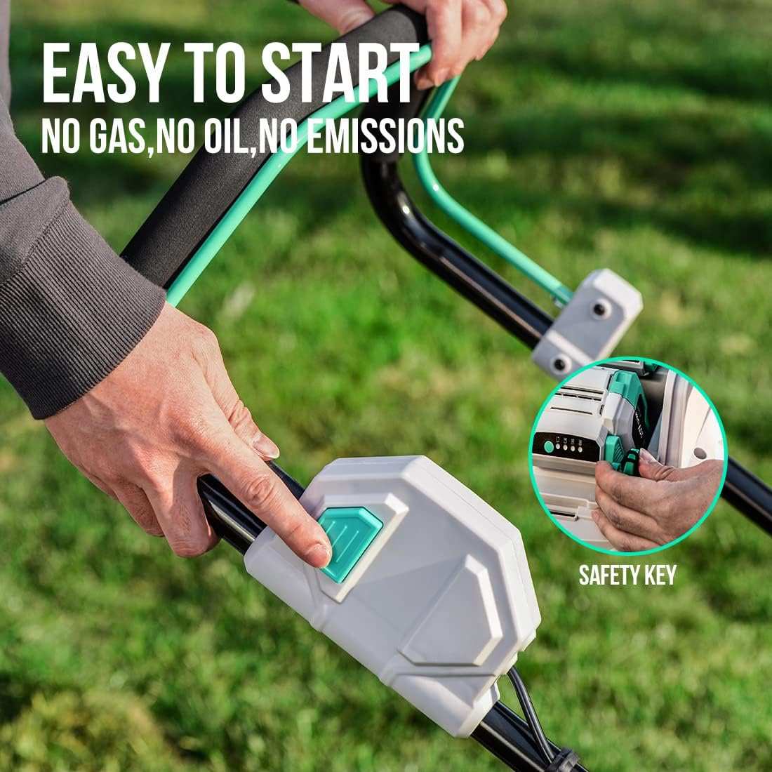 Litheli 2*20V 17" Cordless Lawn Mower with Brushless Motor + 2*4.0Ah Battery & Charger