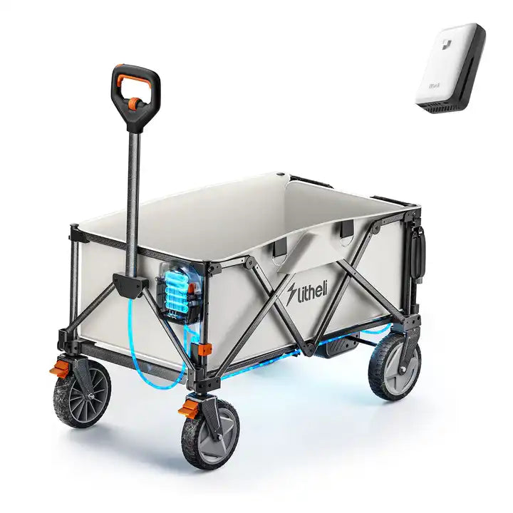 Litheli Electric Foldable Utility Camping Wagon with Power Bank