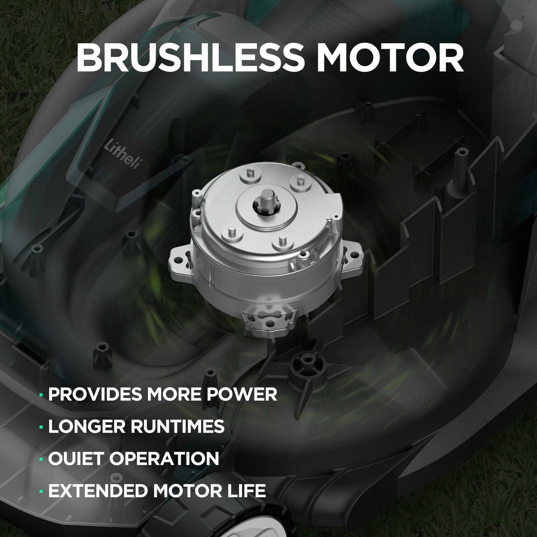 Litheli 20V 13" Cordless Lawn Mower 16.34 in with Brushless Motor + 4.0Ah Battery & Charger 27.3 lb, Manpower driven