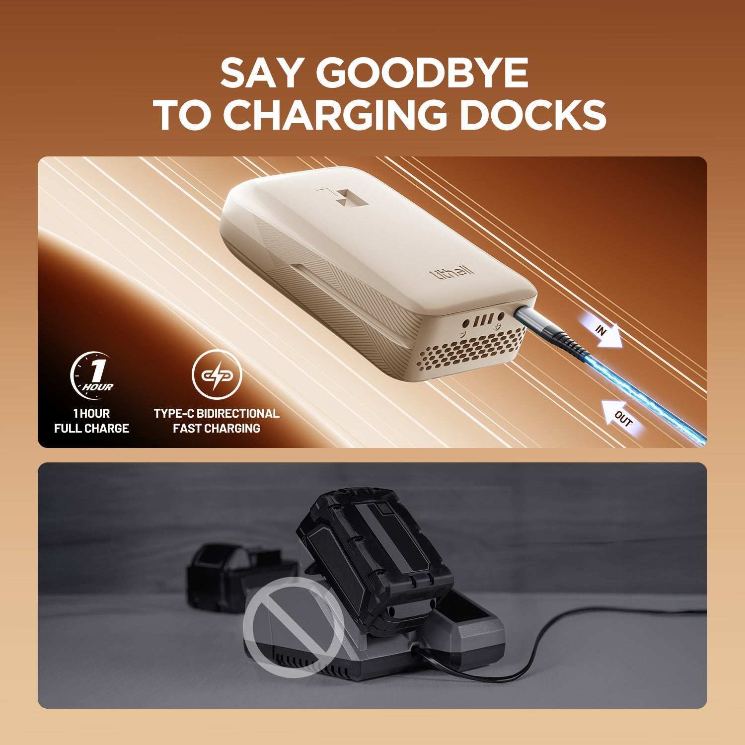 Litheli 2.0Ah 20V 2-in-1 Tool Battery & Power Bank