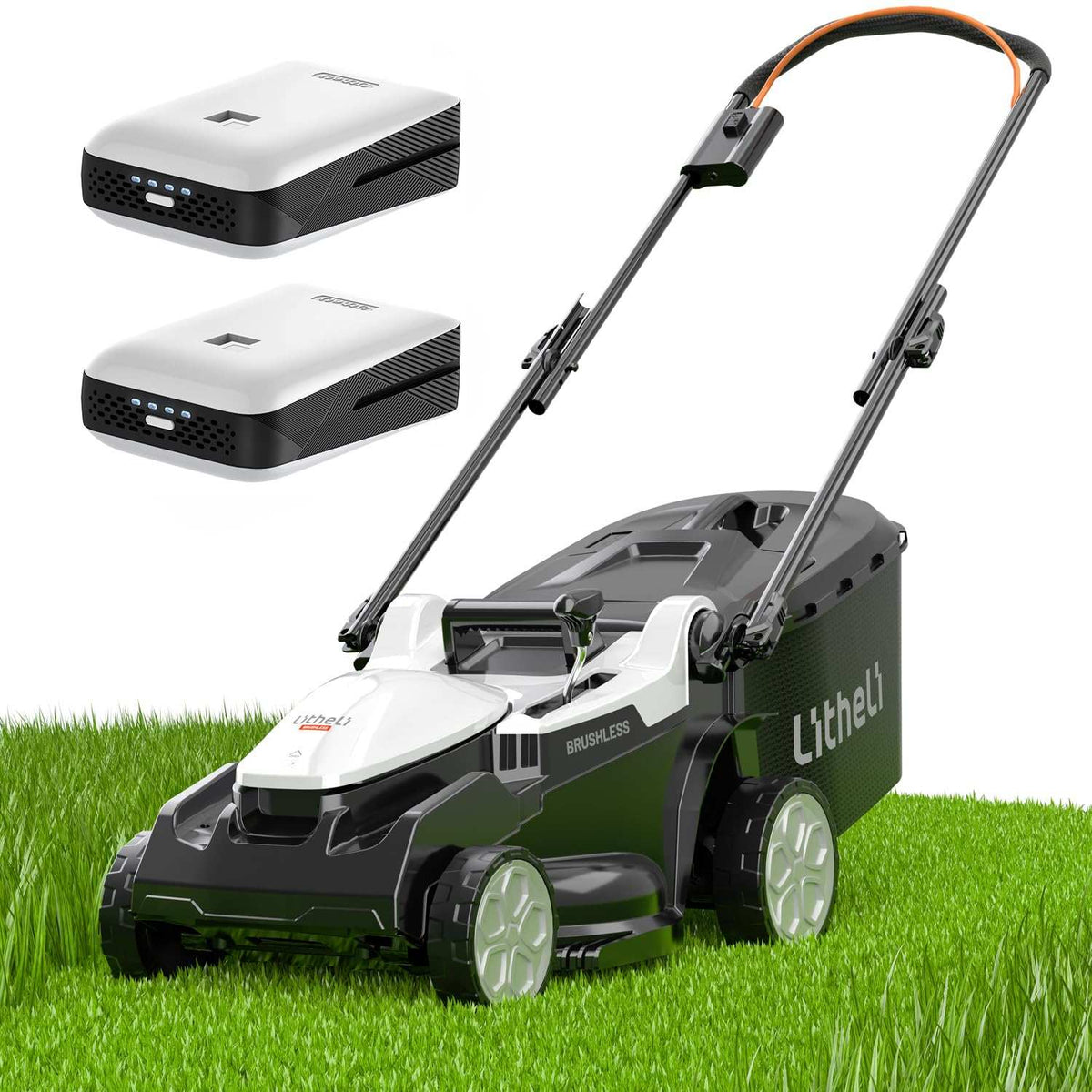 Litheli 16" Electric Lawn Mower Cordless, Brushless Lawnmower with 6-Height Adjust and 2 x 4.0Ah Batteries, for Garden and Yards