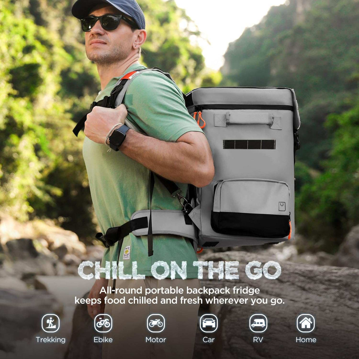 Rapid cooling portable fridge cools from 77F to 32F in 15 minutes with compressor technology