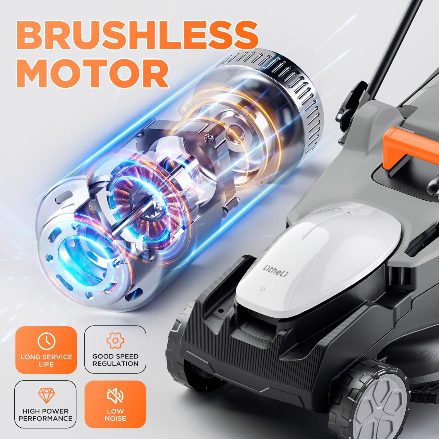 Litheli 40V (2 x 20V) 16.6" Electric Lawn Mower Cordless, Walk Behind Lawn Mower with 6-Height Adjust, Portable & Lightweight Push Battery Powered Lawn Mower (2 * 4.0AH Batteries Included)