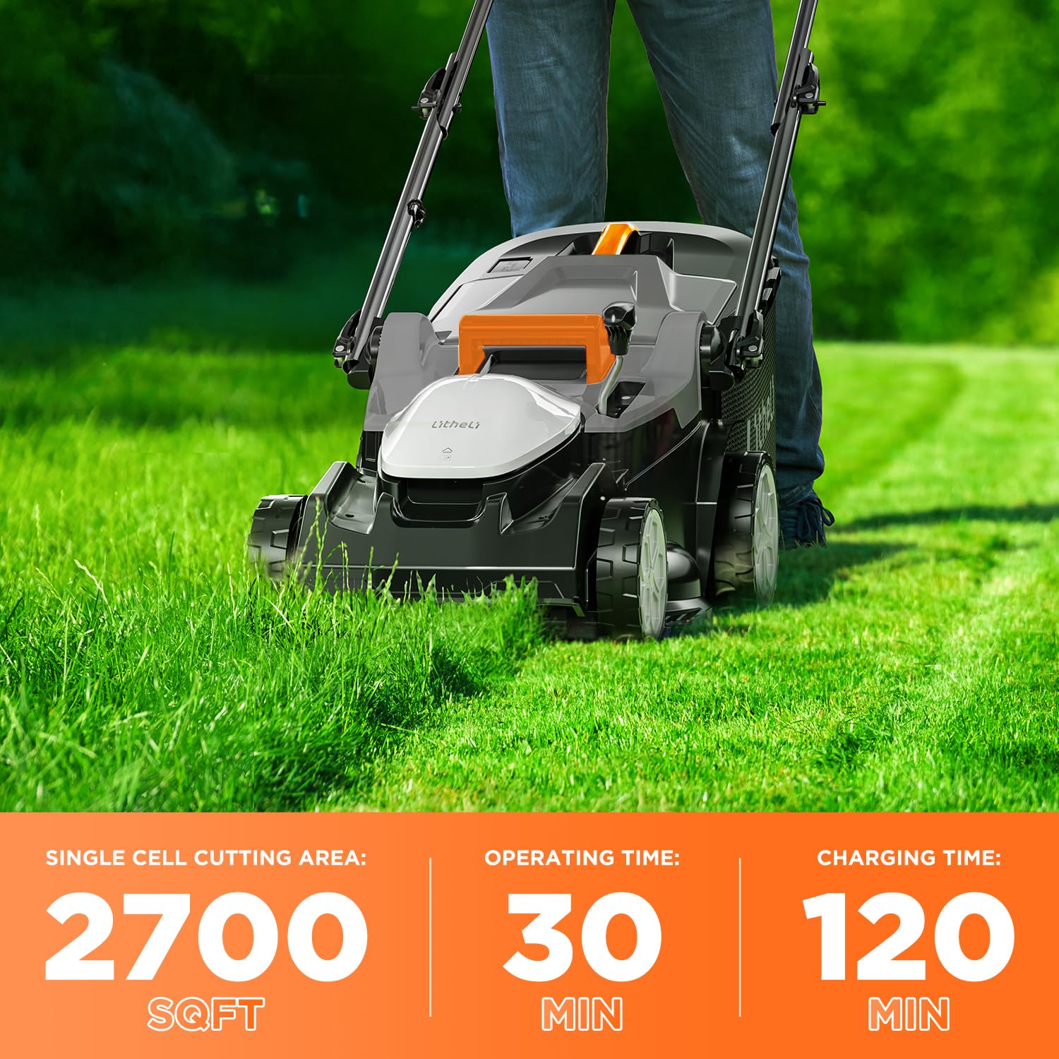 Litheli 40V (2 x 20V) 16.6" Electric Lawn Mower Cordless, Walk Behind Lawn Mower with 6-Height Adjust, Portable & Lightweight Push Battery Powered Lawn Mower (2 * 4.0AH Batteries Included)
