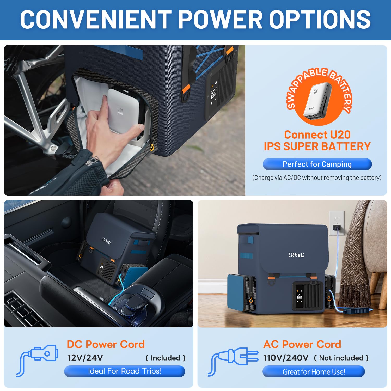 Litheli FrozenPack: The First Backpack Car Fridge | Includes 2 x 4.0Ah SE  Batteries | 20L/21QT