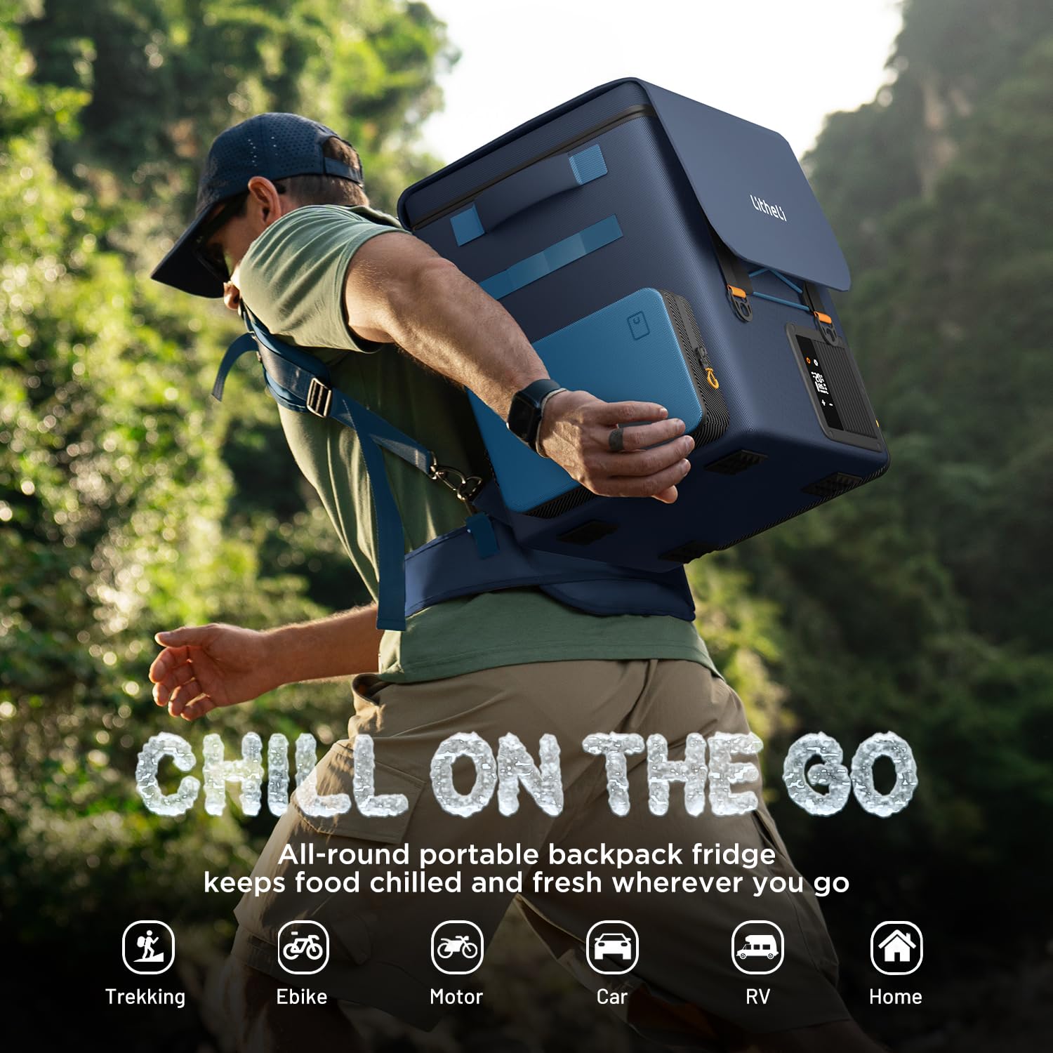 Litheli FrozenPack: The First Backpack Car Fridge | Includes 2 x 4.0Ah SE  Batteries | 20L/21QT