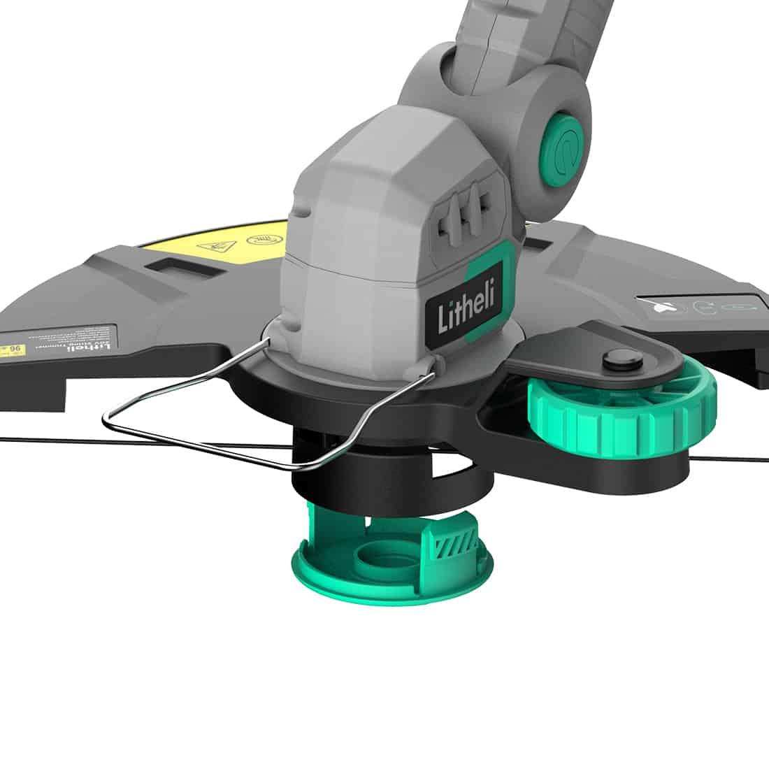 Close-up of Litheli spool cap housing made of durable material for long-lasting use with cordless string trimmers